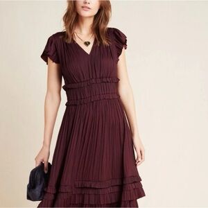 Anthropologie Sereia Pleated Tiered Midi Dress by Current Air